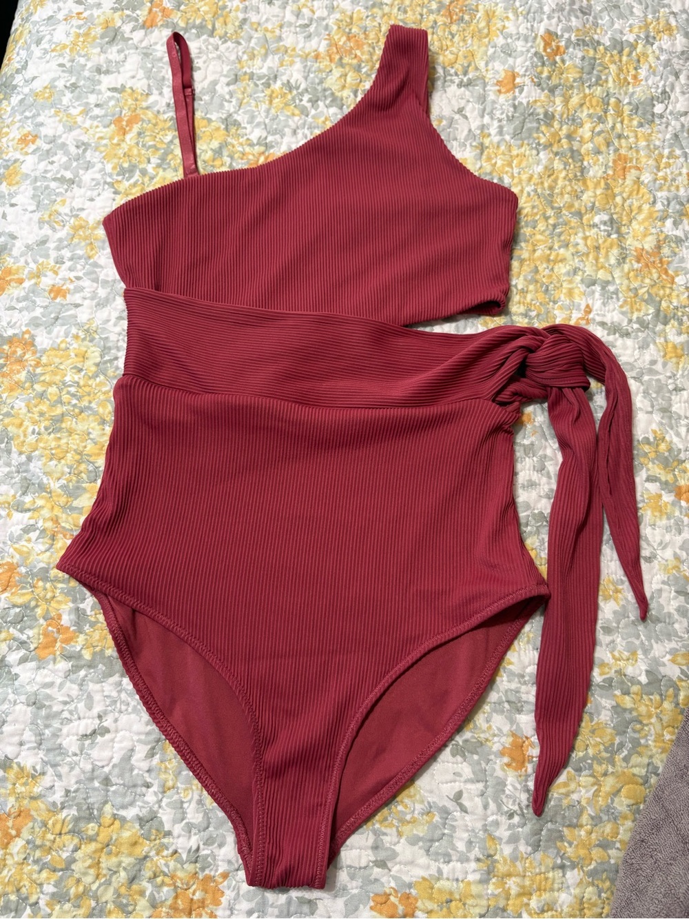 BuffBunny Medium One-Shoulder Ribbed Women One-Piece Swimsuit